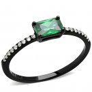 DA010 - IP Black(Ion Plating) Stainless Steel Ring with AAA Grade CZ in Emerald