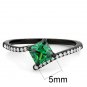 DA017 - IP Black(Ion Plating) Stainless Steel Ring with AAA Grade CZ in Emerald