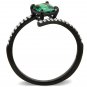 DA017 - IP Black(Ion Plating) Stainless Steel Ring with AAA Grade CZ in Emerald