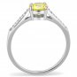 DA021 - High polished (no plating) Stainless Steel Ring with AAA Grade CZ in Topaz