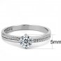 DA025 - High polished (no plating) Stainless Steel Ring with AAA Grade CZ in Clear