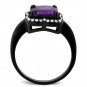 DA028 - IP Black(Ion Plating) Stainless Steel Ring with AAA Grade CZ in Amethyst