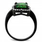 DA029 - IP Black(Ion Plating) Stainless Steel Ring with AAA Grade CZ in Emerald