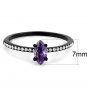DA032 - IP Black(Ion Plating) Stainless Steel Ring with AAA Grade CZ in Amethyst