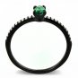 DA033 - IP Black(Ion Plating) Stainless Steel Ring with AAA Grade CZ in Emerald