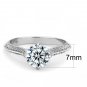 DA036 - High polished (no plating) Stainless Steel Ring with AAA Grade CZ in Clear