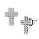 DA098 - High polished (no plating) Stainless Steel Earrings with AAA Grade CZ in Clear Default Title