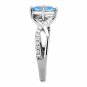 DA117 - High polished (no plating) Stainless Steel Ring with AAA Grade CZ in Sea Blue