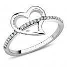 DA164 - High polished (no plating) Stainless Steel Ring with AAA Grade CZ in Clear