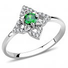 DA168 - High polished (no plating) Stainless Steel Ring with AAA Grade CZ in Emerald