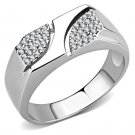 DA280 - High polished (no plating) Stainless Steel Ring with AAA Grade CZ in Clear
