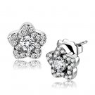 DA297 - High polished (no plating) Stainless Steel Earrings with AAA Grade CZ in Clear Default Title