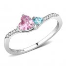 DA384Q - High polished (no plating) Stainless Steel Ring with AAA Grade CZ in Multi Color