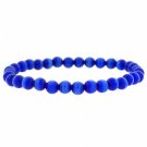 Dark Blue Cats Eye 6mm Beads Stretch Bracelet B9084DBL