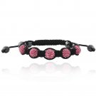 Dark Pink Fireball & Hematite 10mm Adustable Shamballa Bracelet B13017DPK