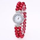 Delicate Small Dial Casual Watch With Round Diamond Decoration White