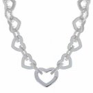 Designer Sterling Silver Interlocking Heart Toggle Necklace N4830