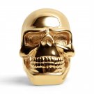 Detailed 18K Gold Plated Grinning Skull Stainless Steel Ring - SCR4110