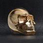 Detailed 18K Gold Plated Grinning Skull Stainless Steel Ring - SCR4110
