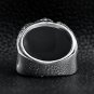 Detailed Black CZ Fleur De Lis Stone Stainless Steel Ring - SCR4021