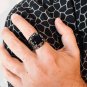 Detailed Black CZ Fleur De Lis Stone Stainless Steel Ring - SCR4021