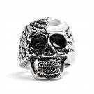 Detailed Cracking Skull Stainless Steel Ring - SCR4081