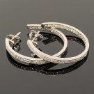 Diamond Hoop Earrings; Sterling Silver Pave Diamond Earrings; Silver Hoop Earrings