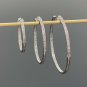 Diamond Hoop Earrings; Sterling Silver Pave Diamond Earrings; Silver Hoop Earrings
