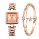 Diamond Ladies Quartz Watch Star Bracelet Fashion Combination Set silver + bracelet
