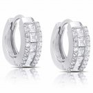 Dolce Giavonna Sterling Silver CZ Hoop High Polish Earrings Default Title