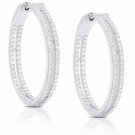 Dolce Giavonna Sterling Silver CZ Two Row Hoop Earrings Default Title