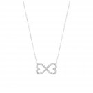 Double Heart Infinity Necklace with Cubic Zirconia in Sterling Silver
