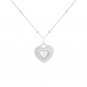 Dual Two Sides Wearing Styles Pink CZ Heart 925 Sterling Silver Necklace Silver