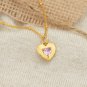 Dual Two Sides Wearing Styles Pink CZ Heart 925 Sterling Silver Necklace Silver