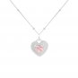 Dual Two Sides Wearing Styles Pink CZ Heart 925 Sterling Silver Necklace Yellow Gold