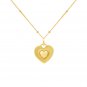 Dual Two Sides Wearing Styles Pink CZ Heart 925 Sterling Silver Necklace Yellow Gold