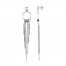 Earrings with Circles and Wire Tassels in Sterling Silver Sterling Silver