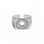 Ekegant Hollow Daisy Flower Geometry 925 Sterling Silver Adjustable Ring Rhodium