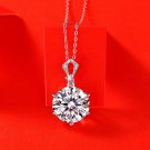 Elegant 10ct Round Moissanite CZ Heart Border 925 Sterling Silver Necklace 10 ct (Product Only)
