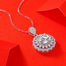 Elegant CZ Border Moissanite Flower 925 Sterling Silver Necklace 5 ct (Product Only)