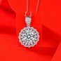 Elegant CZ Border Moissanite Flower 925 Sterling Silver Necklace 5 ct (Product Only)