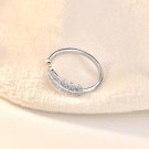 Elegant CZ Leaf 925 Sterling Silver Adjustable Ring Silver