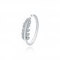 Elegant CZ Leaf 925 Sterling Silver Adjustable Ring Silver