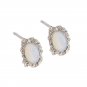 Elegant Oval Created Opal 925 Sterling Silver Stud Earrings Silver