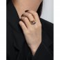 Elegant Oval CZ Wide 925 Sterling Silver Adjustable Ring Rhodium & Red CZ