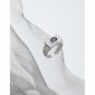 Elegant Purple Oval CZ Eye 925 Sterling Silver Adjustable Ring Rhodium