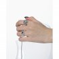 Elegant Purple Oval CZ Eye 925 Sterling Silver Adjustable Ring Rhodium