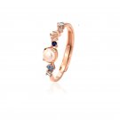 Elegant Shell Pearl Mermaid Tail CZ 925 Sterling Silver Adjustable Ring Rose Gold