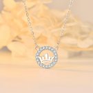 Ellegant CZ Queen's Crown 925 Sterling Silver Necklace Rose Gold