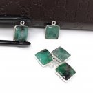 Emerald Charms; Gemstone Charms; Sterling Silver CharmsBracelet Charms 14X11mm 1 Pc Default Title